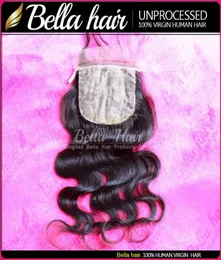 Indian Hair Silk Base spetsstängning 1026 tum Natural Color Body Wave Human Hair Bellahair1185559