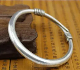 Crafts Chińskie antyczne rzeźbione miao srebrna bransoletka bransoletka okrągła bar