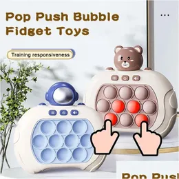 Bärbara spelspelare elektronisk snabb push pop handhållen konsol press fidget leksaker bubbla ljus upp pushit present barn adts födelsedag dr dh39j