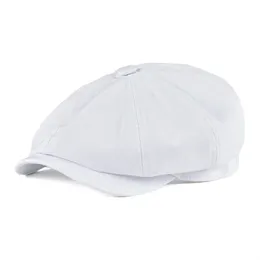 Caps Botvela Newsboy Cap Men's White Twill Cotton Hat Women's Baker Boy Caps Retro Big Headpiece Large Hat Cabbie Apple Beret Driver