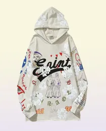 Erkek Hoodies Khaki Scrawl Mektubu Street Giyim Sweatshirt Kazak Hooded Casual Tops1991551