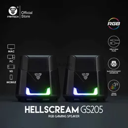 ポータブルスピーカーFANTECH HELLSCREAM GS205ゲームスピーカーUSBと3.5mmプラグPCラップトップスピーカー用のミニワイヤードRGBスピーカーゲーマーYQ240106