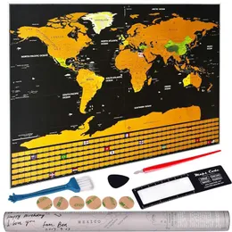 Deluxe Apagar Mapa de Viagem Mundial Raspe para Quarto Home Office Decoração Adesivos de Parede 210726286C