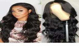Malaysiska kroppsvåg 360 Full spets peruker PRED PLUCKED med babyhår Remy Human Hair Wigs Natural Black Color for White Women Wigs6716990