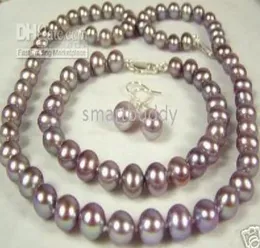 Fin 89mm Natural Muscatel Purple Grapes Pearl Necklace Armband örhängen SET4576437