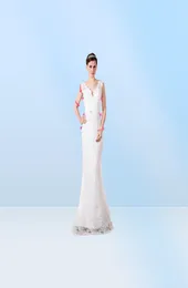 ブルーレースアップリケ花嫁のドレスの母イリュージョンパールビーズフォーマルゴッドマザーイブニングウェディングパーティーゲストガウンプラス6152652