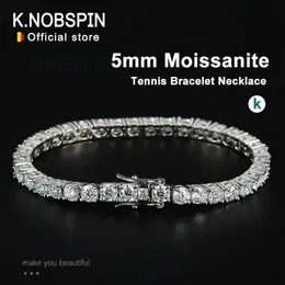 Knobspin 5mm tennisarmbandhalsband för kvinnor 925 Sterling Silver D VVS1 Lab Diamond med GRA -certifikatsmycken 240105