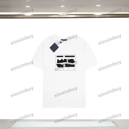 Xinxinbuy 2024 Men Designer Tee T Shirt Signature Signature Crew Neck Short Sleeve Cotton Women Black White S-XL