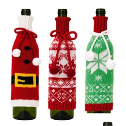 Christmas Decorations Knitted Wine Bottle Er Santa Claus Champagne Year Party Holiday Home Kitchen Table Decoration Drop Delivery Ga Dhc8L