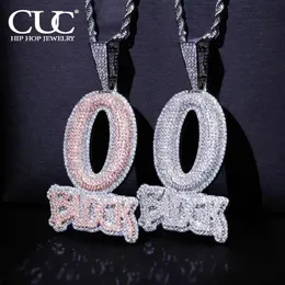 Display cuc iced out o bloco carta pingente real banhado a ouro zircônia cúbica micro pave masculino feminino hip hop jóias