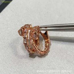 U1HZ Designer luksusowa biżuteria bvlger b-home urok high version w kształcie pełnego diamentu 18K Rose Gold Uch Strzał wszechstronne modne kolczyki węża węża