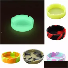 Ashtrays Orders Portable Camouflage Soft Sile Rubber Ashtray Pluminous Tray Bracket Anti-Boiling Mticolor Cigarette Holder Drop Delive Dh2Oy