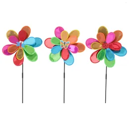 Garden Decorations 3 Pcs Double Flash Windmill Pinwheel Spinners Sunflower Wedding Colorful Outdoor