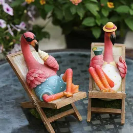 Sommar Flamingos Garden Decor, Yard Patio Lawn Funny Fairy Ornaments Outside Figurine Home Decorations