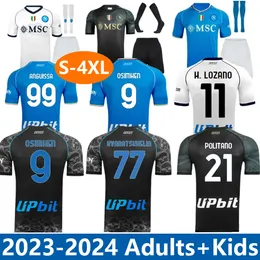 23 24 Erkek Napoli Futbol Gömlek 2023 2024 Cadılar Bayramı Futbol Jersey 3xl 4xl Napoli gömlekleri Kvaratskhelia Minjae Kid Kit Zielinski H.Lozano Osimhen Politano Elmas Hamsik