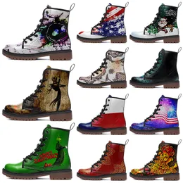 Customized shoes Fashion Boots star lovers high top leather boots Christmas diy Boots Retro casual shoes women men Boots outdoor sneaker white black big size eur 35-48