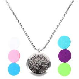 Pendant Necklaces 1 Pack Essential Oil Diffuser Necklace Hollow Out Tree Pattern Design Stainless Steel Jewelry For ( Style