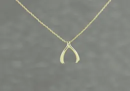 Trendy Wishbone Lucky Pendant Gold Silver Plated Fashion Jewelry Statement Necklace Women Necklaces2891422