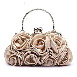 Handbag Womens Tote Bag Rose Flower Pattern Clutch Bags for Women Evening Party Bridal Bolsa Feminina Bolso Mujer 240106