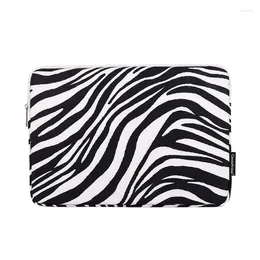 Pastas À Prova D 'Água Tablet Manga Caso Zebra Listrado Impresso Zipper À Prova de Choque Laptop Saco De Armazenamento Para 13 14 15 Polegada Sacos Internos Bolsa