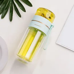 Teacup gift double cup creative water separation cup glass water bottle with tea maker drinking utensils 240105