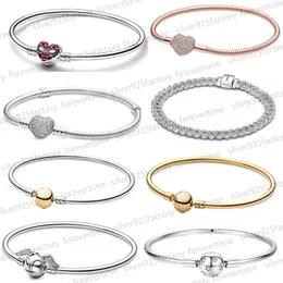 Bracciale con ciondolo in argento 925 di nuovo design per donna Bracciale con scatola Catena di diamanti Fai da te adatto Pandoras Bracciale di base Gioielli di fidanzamento Bella fidanzata Regali