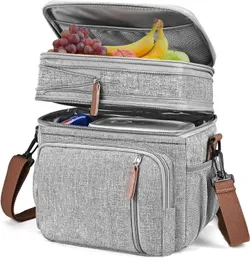 Lunchtasche für Damen und Herren, doppelstöckige Lunchbox – auslaufsicher, isoliert, weich, große Lunch-Kühltasche für Erwachsene für die Arbeit 240106