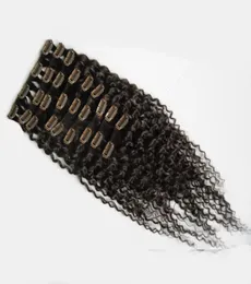 9pcsset 100G Kinky Curly Clip w ludzkich przedłużeniach włosów Peruwiańskie remy klip do włosów Ons 100 Human Natural Hair Clip Ins Burdle3206667