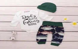 Clothing Sets 024M Born Kids Baby Boy Infant Fish Cotton Romper Dad Daddy Tops And Pants Leggings Hat Outfits Set Roupa Menina6199773