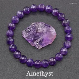 Charmarmband Amethyst armband av verkliga naturliga kristallpärlor Body Purifying Geniune Stone for Women Pulsera