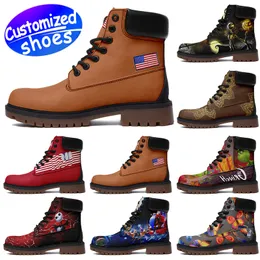 Maßgeschneiderte Schuhe, modische Stiefel, Stern-High-Top-Lederstiefel, Weihnachts-DIY-Stiefel, Retro-Freizeitschuhe für Damen und Herren, Stiefel, Outdoor-Sneaker, grün, schwarz, große Größe, EUR 35–48