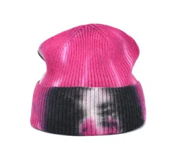 2021 Ny Splash Ink 9Color Caps New Tiedye Printed Sticked Hat Women Cold Hat Hiphop Retro Melon Fur Woolen Hat5524752