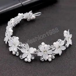 Acrílico floral faixas de cabelo tiaras acessórios de casamento para mulheres cristal frisado headbands princesa jóias de cabelo rainha coroas presentes