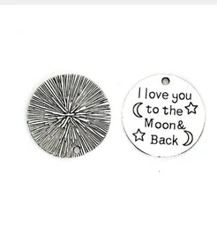 100 Stück Antik-Silber „I Love You to the Moon and Back“-Charms-Anhänger 25 mm5903492