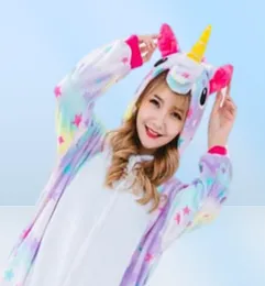 Costume da unicorno stellato da donna039s Pigiama intero Kigurumi Tute con cappuccio Costumi di Halloween per adulti2716654