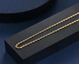 Collares de cadena de cuerda de 3 mm Cadena cubana de acero inoxidable Gargantilla clásica Joyería para hombres y mujeres Chapado en oro Collar de color plateado Regalo1 2053422041