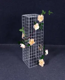 Ny Grid Road Lead Flower Frame smidesjärn Geometrisk ballongväg Lead Column Party Decorative Flower Stand Wedding Decor BackGr5187262