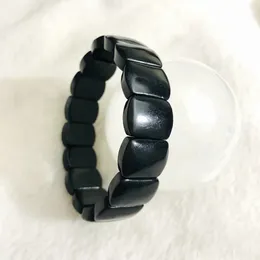 Toptan 1pcs 100 Doğal Rusya Shungite Braceletleing Gem Taş Takı Fullerenes 240105