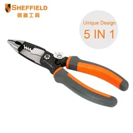 Pliers Pliers Sheffield Pliers Multifunction Tool 5 In1 Electrician Nose PliersワイヤーストリッピングカッタークリングプライヤーS035057 230606