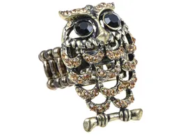 Band Rings Syntetiska Topaz Color Clustered Crystal Rhinestone Brown Happy Justerable Hooting Owl Ringl240105