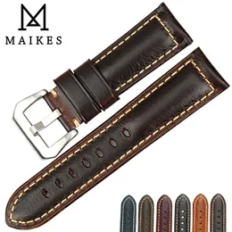 MAIKES Handgefertigtes Retro-Uhrenarmband, Vintage-Uhrenarmband aus Ölwachs-Leder, 20 mm, 22 mm, 24 mm, 26 mm, Zubehörband für 240106