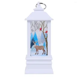 Portacandele Tema natalizio Lanterna decorativa Adorabile lampada da notte Squisita luce a LED da tavolo per la camera da letto di casa (Grande alce bianco senza