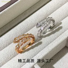 JVBNデザイナーラグジュアリージュエリーBvlger B-Home Band Rings Precision Edition Full Diamond Bone v Rose Gold Gold Elastic Snake Shaped Open Indexpeng