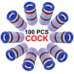 100pcs Silikon Dayanıklı Penis Halkası Yetişkin Erkekler Boşaltma Gecikme Donut Horoz Kauçuk Halkalar Penis Erkek Seks İçin Büyütme Seks Oyuncak 240106