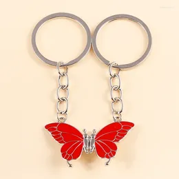 Anahtarlıklar 1PAIR/SET RETRO Emaye Manyetik Kelebek Keychain Moda Anahtarları Çift Arkadaşlar Parti Doğum Günü Dostluk Hediyeleri