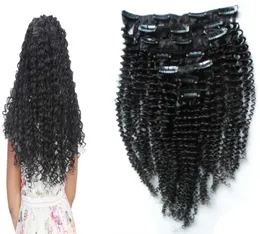 مقطع في 1026quot Curly Head Products Clip in Shair Extensions Curly Real Natural One Piece for Human6588671