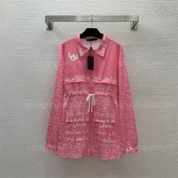 Summer Thin Coats Women Designer Coat Fashion Märke Brev tryckt rosa tunt kappa Långärmad lapel Slim Fit Windproof Double Pocket Womens Jacket