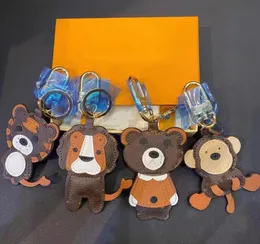 Lion Tiger Monkey Bear Keychains 휴대폰 매력 럭셔리 디자이너 가죽 키 체인 레이저 엠보싱 가방 펜던트 상자 18538472247