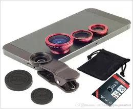 Clip universale 3 in 1 Obiettivo Fish Eye Obiettivo grandangolare macro per fotocamera del telefono cellulare per iPhone 12 11 Pro Xs Xr Max Samsung Note20 S20 Ul1865060