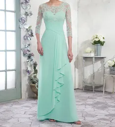 Chiffon a linha mãe da noiva vestidos colher zíper com botões de volta até o chão pregas elegantes vestidos formais de noite yd